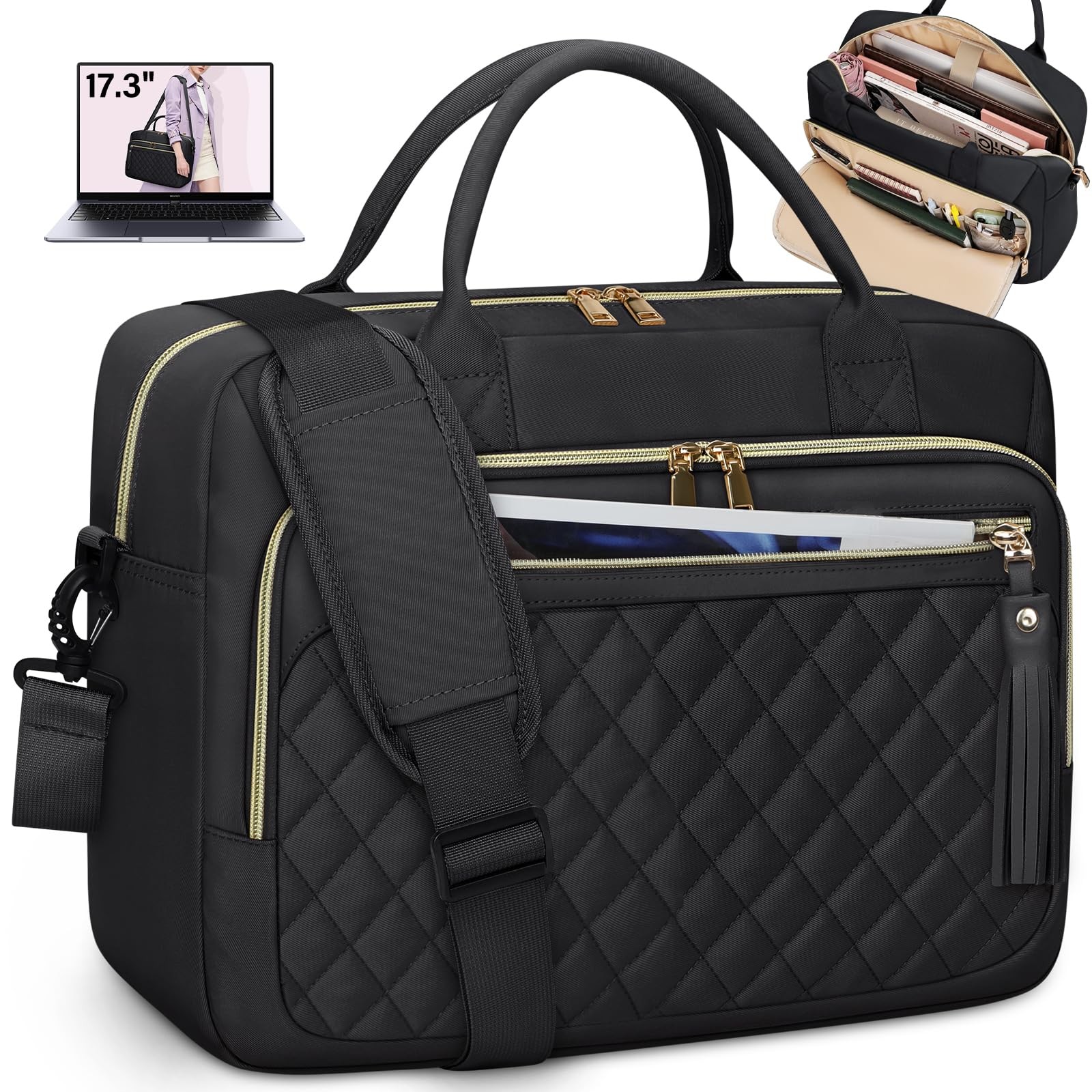RAINSMORE Laptop Bag 17 3 Inch Briefcase for Mujeres Impermeable Computer Mes