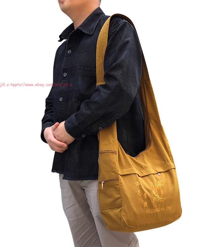 Buddhist Buddha Monk Bag Embroidery Shaolin Temple Kung Fu shoulder Bag Unisex