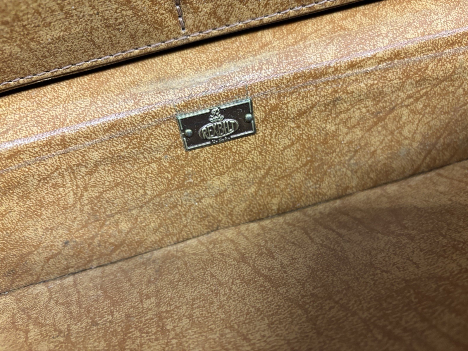 VTG Rexbilt Briefcase Suitcase Brown Leather Prop 18″x 12.5″ x 3.5