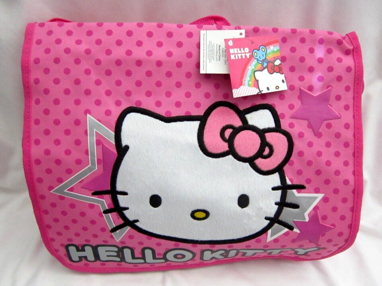 Hello Kitty Face 16″ W x 10″ H x 5″ W Solid Pink Messenger Bag Purse-Brand New!