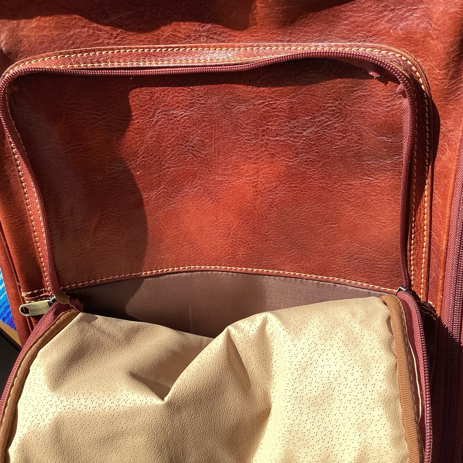 Vintage THE BRIDGE Leather Rolling Trolley Bag Distressed Hand Made In Italy
