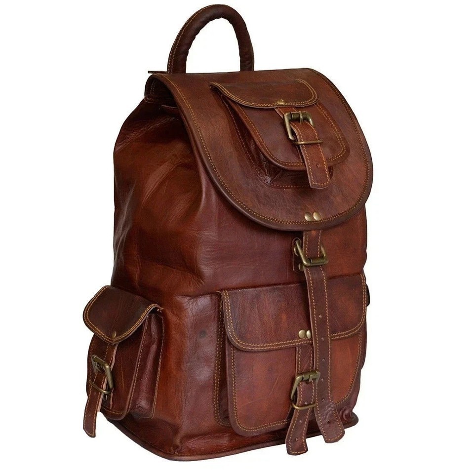 Explore Leather Bag Goat Genuine Laptop Travel Men’s Brown Men