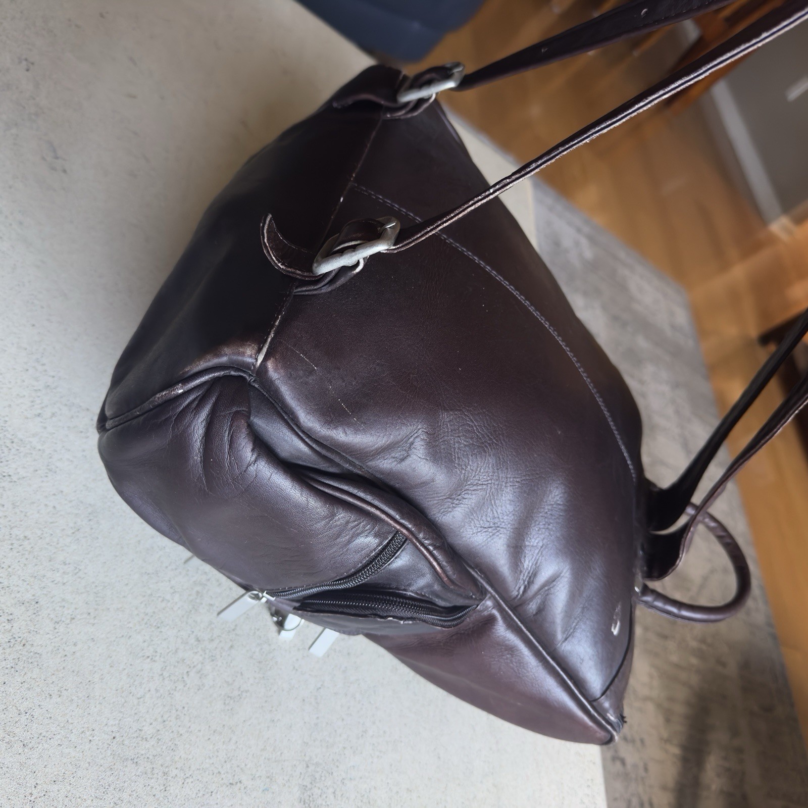 WILSONS LEATHER Chocolate Brown Zippered Backpack Adjustable Straps Y2K