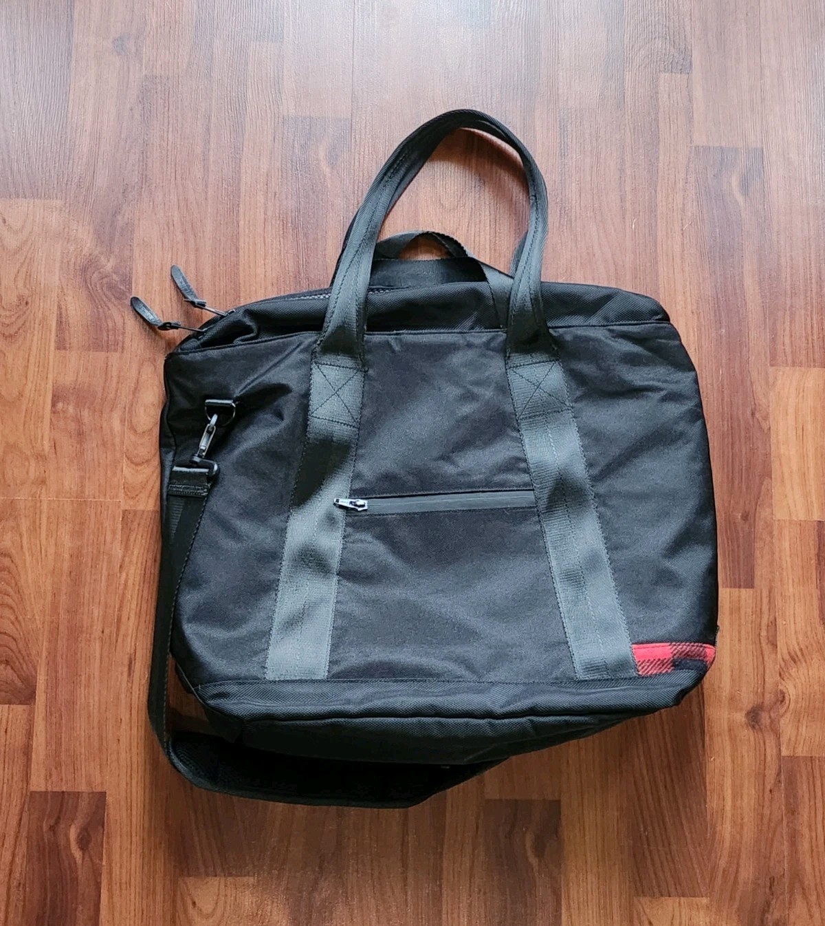 Woolrich x The Hill-Side Briefcase Laptop Tote Bag Black Buffalo Check Strap