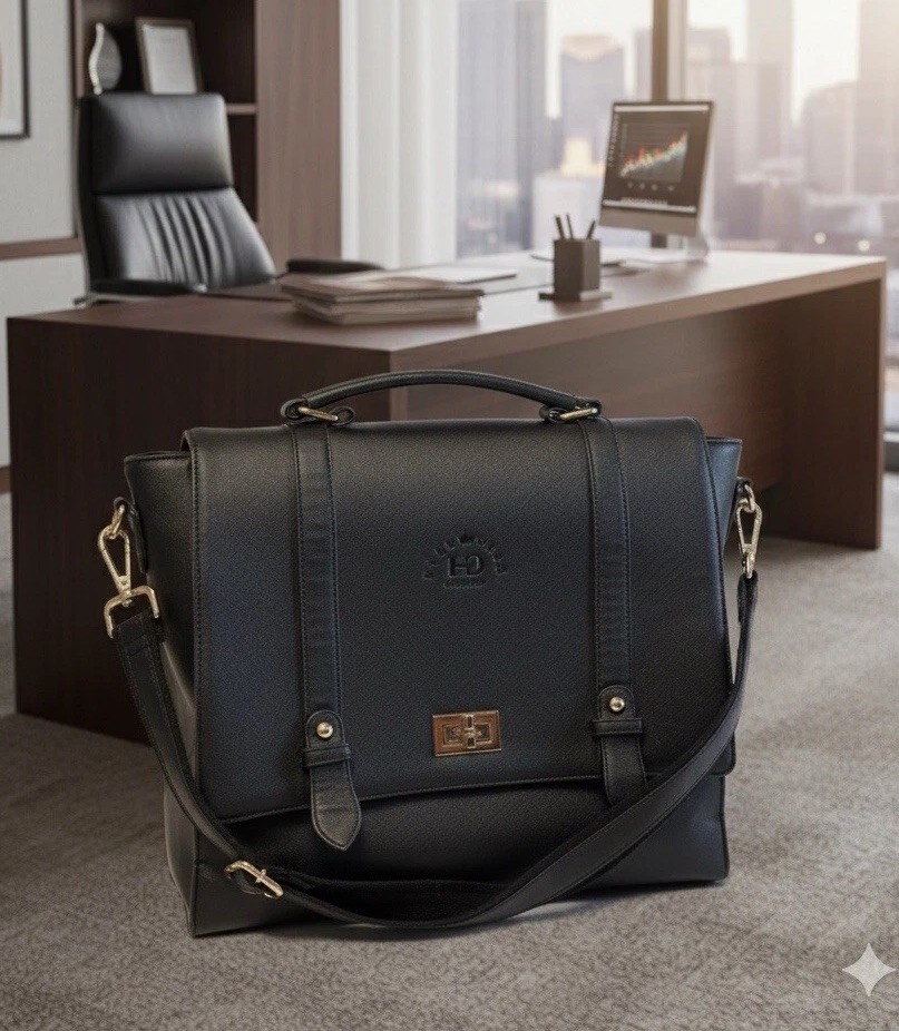 Easy Gave 1999 Executive portfolio Black 17x12x5 Men’s Shoulder Bag Hand Bag Pow