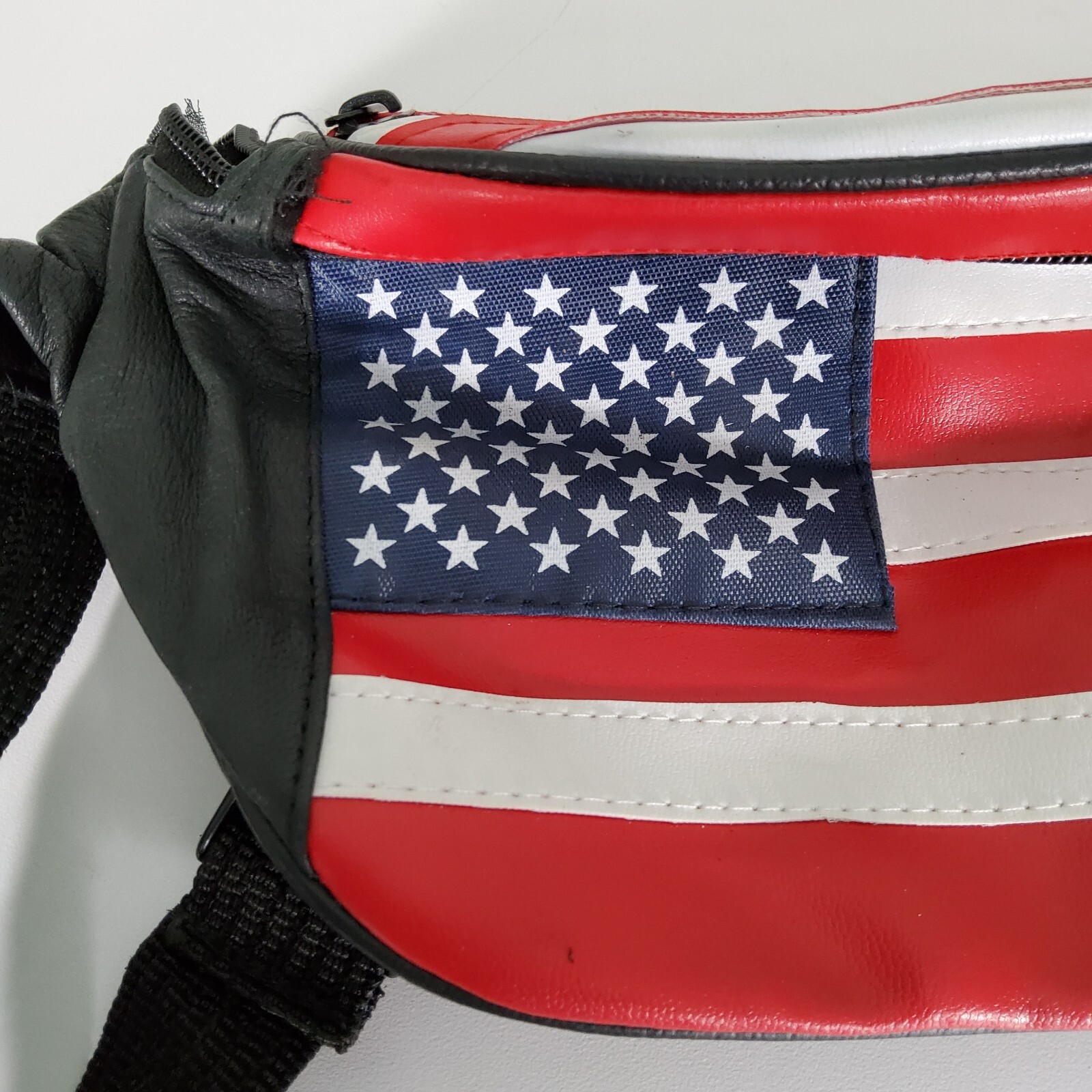 Leather Vintage American Flag Fanny Pack 3 Pockets One Size Fits Most USA