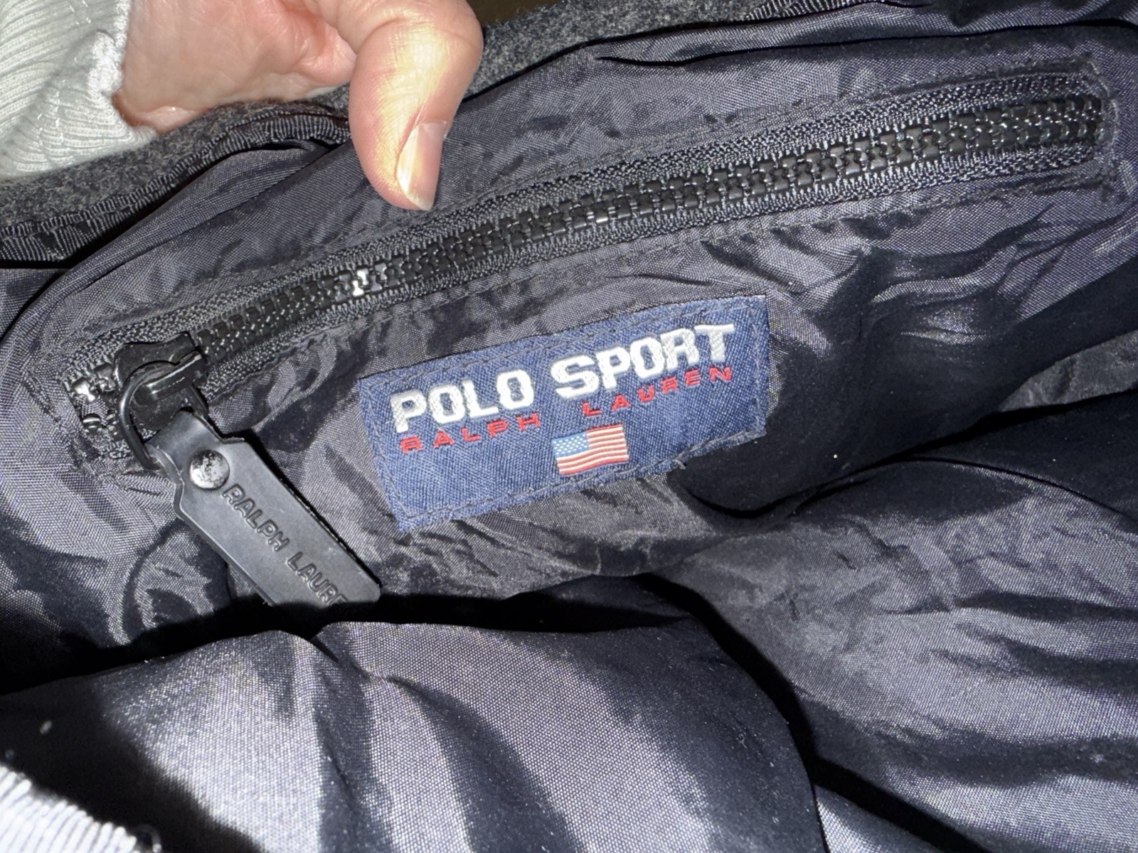 Vintage 1990s Polo Sport Ralph Charcoal Gray Lauren Wool Flannel Tote