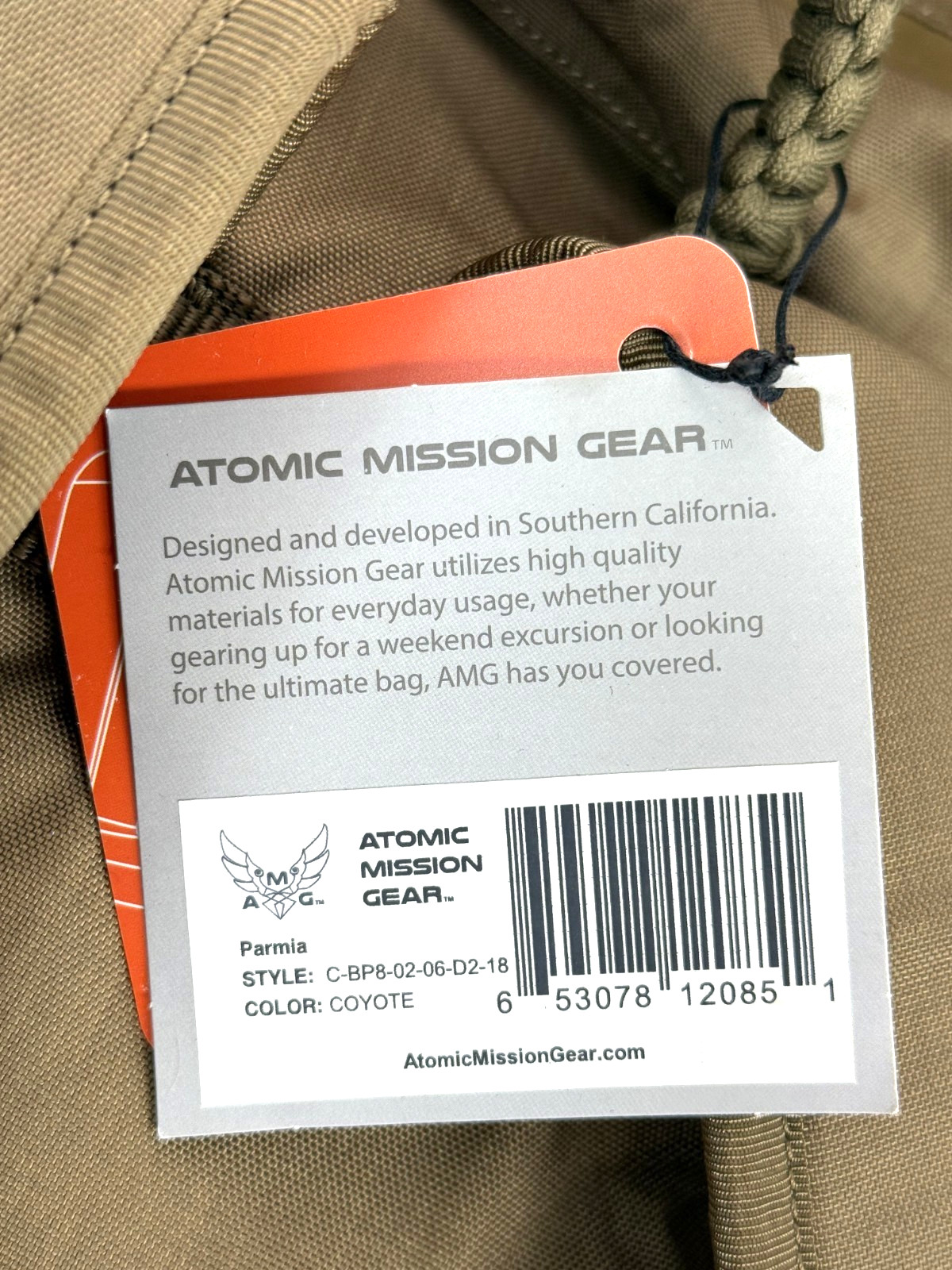 Atomic Mission Gear Parmia Utilitarian Backpack Signature Metal Buckles Coyote