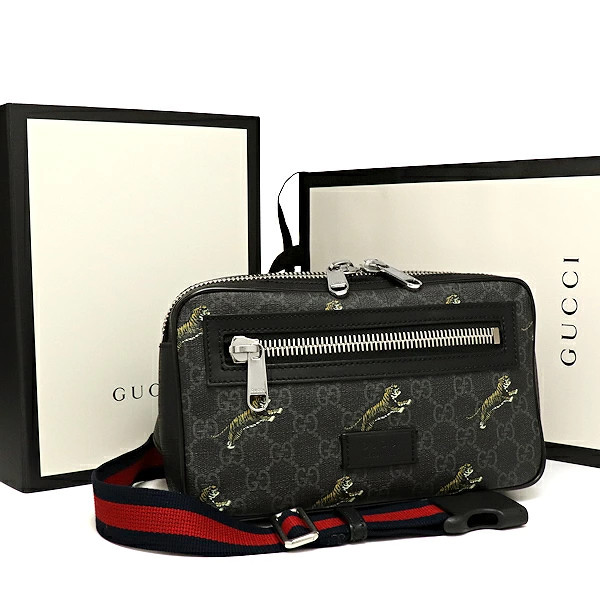 Gucci GG Supreme Tiger 474293 Black Belt Bag Men