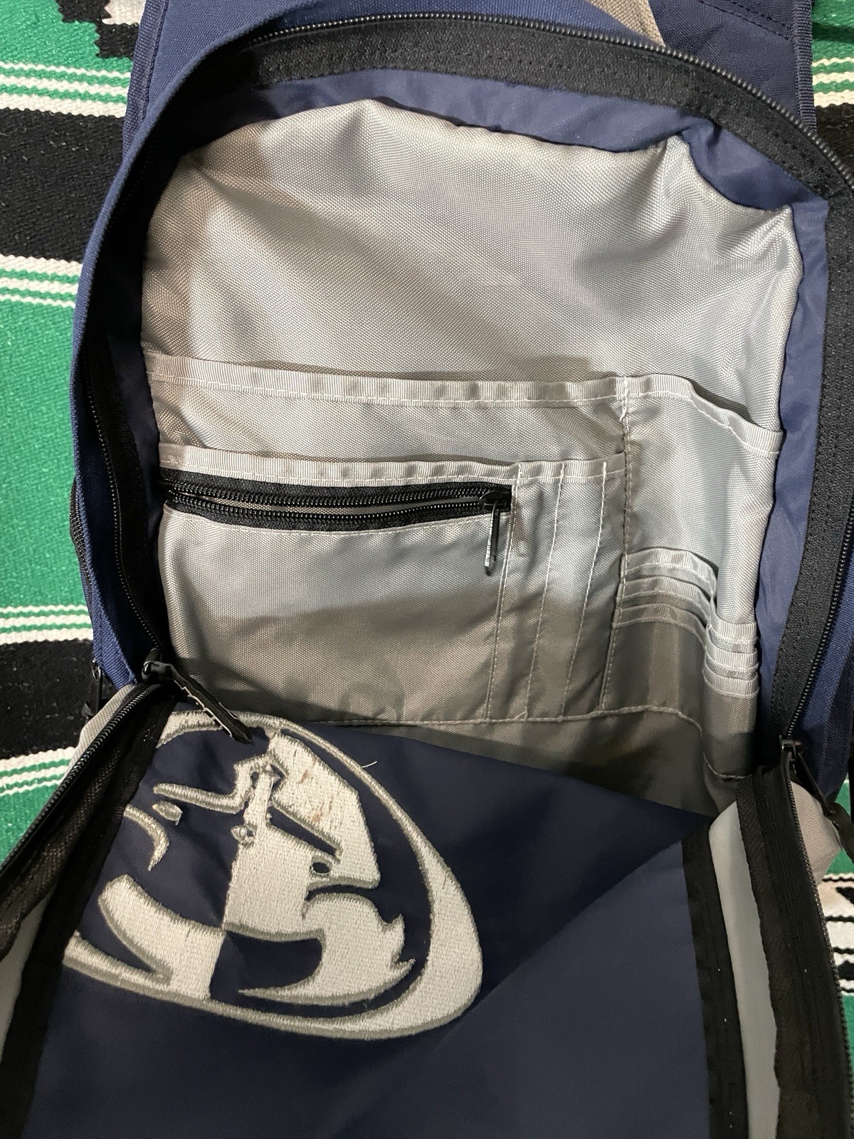 Thor Motocross Backpack Navy Blue and Grey Adjustable Straps Zipper Pockets