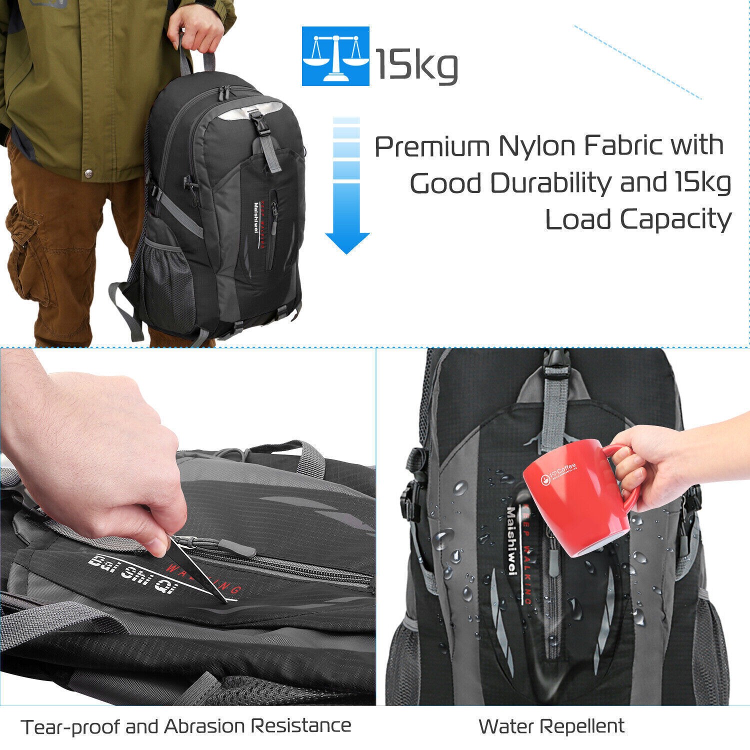 Hiking Camping Bag Large Waterproof Backpack Outdoor Travel Luggage Rucksack