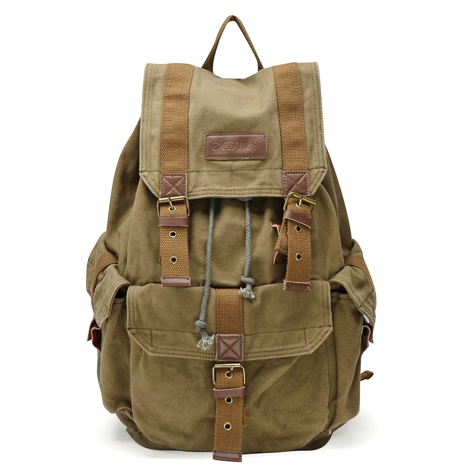 High Density Thick Canvas Backpack Rucksack – Field Tan, Large Size