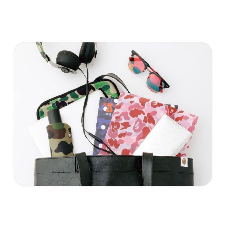 BAPE A Bathing Ape Solid Camo Tote Shopper Shoulder Bag Black Japan New