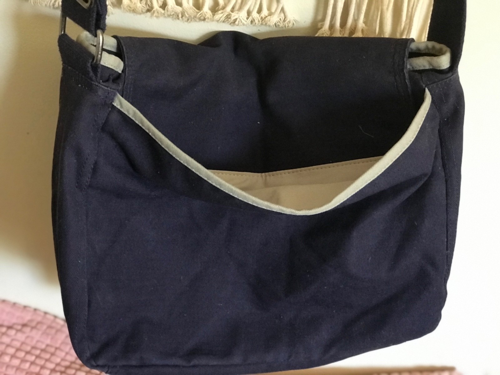 Carhartt Messenger Bag Navy Blue Snap Closure Adjustable Strap