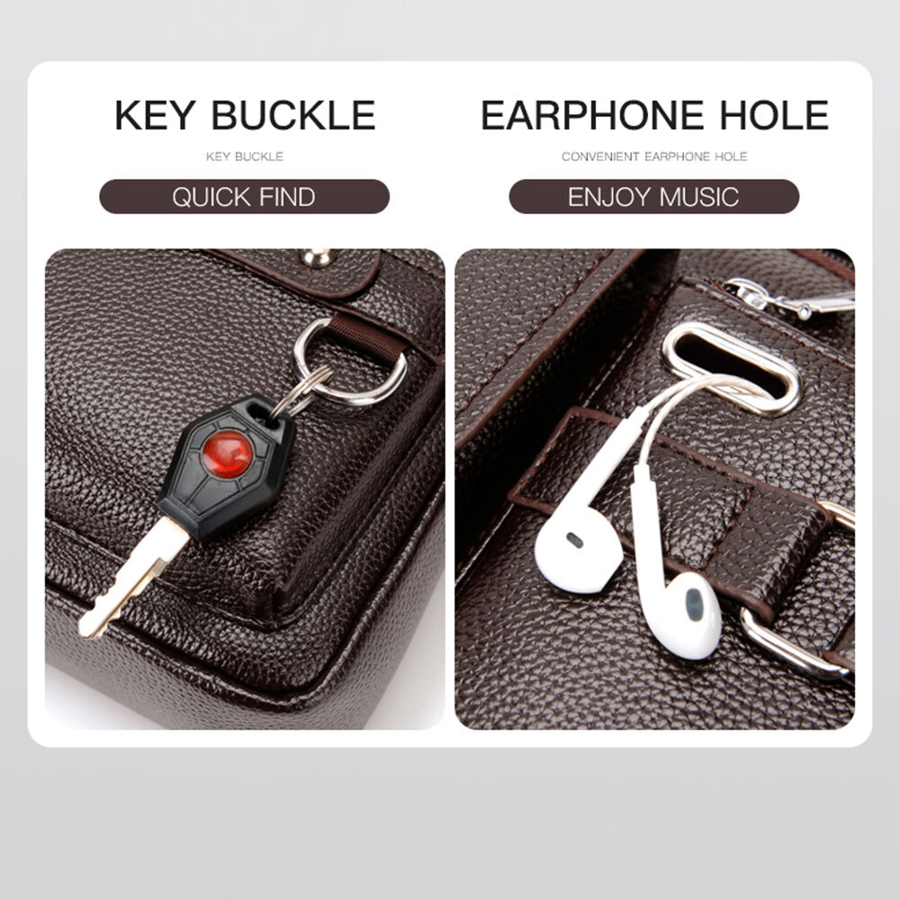 Men’s Business Handbag PU Leather Crossbody Bag Briefcase Shoulder Messenger Bag