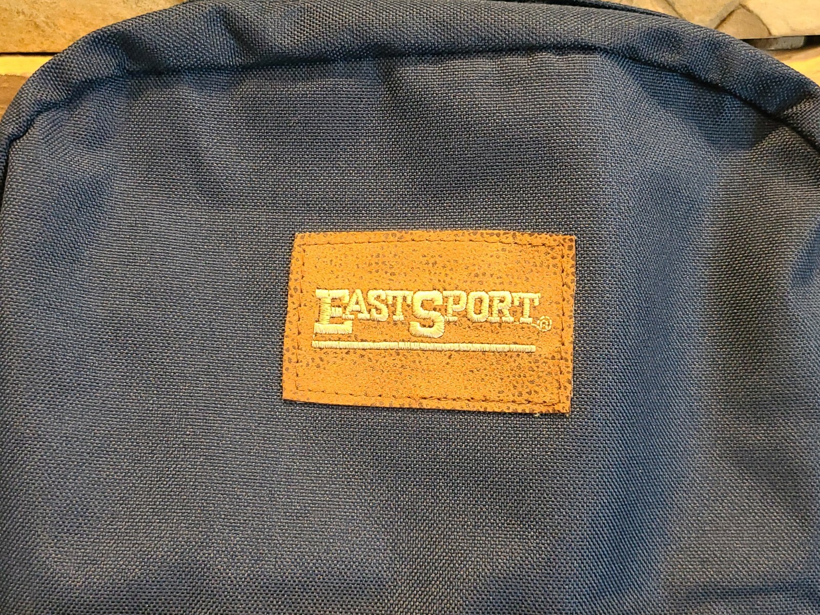 RARE! Vintage EastSport Blue with Leather Bottom Bookbag Backpack NWOT 16x10x5″