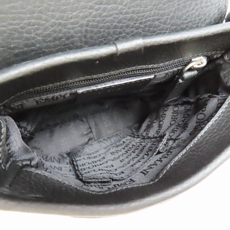 S02-k078 EMPORIO ARMANI Logo allover canvas/leather shoulder bag, black
