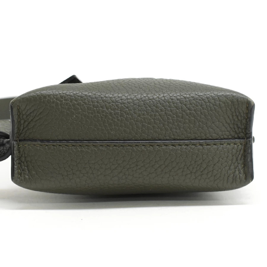 LOEWE Vertical T Pocket C660P02X01 Leather Khaki Green Silver Crossbody