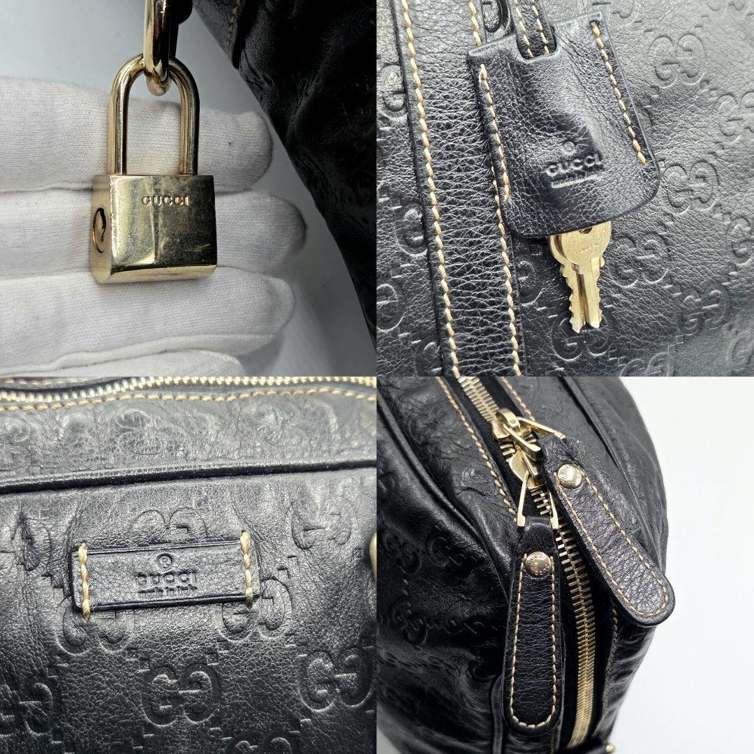 GUCCI Guccissima GG Leather Briefcase Business Bag Black From JAPAN
