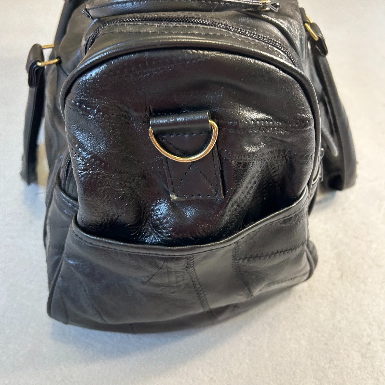 Vintage Genuine Leather Quilted Small Gym Weekender Travel Overnight Duffle Bag