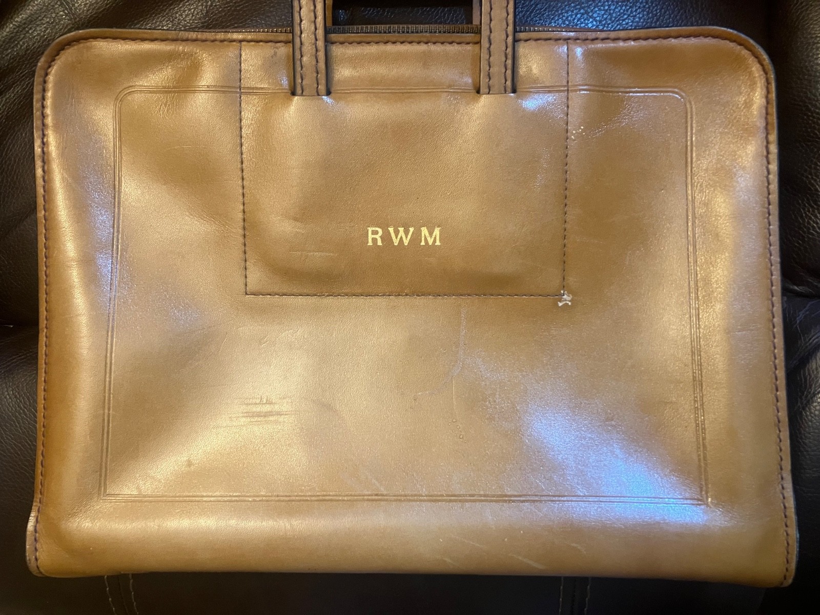 Schlesinger Brown California Saddle Leather Document Briefcase Portfolio