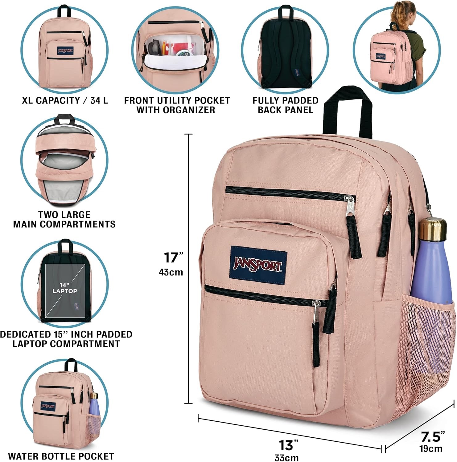 JanSport Laptop Backpack – Misty Rose