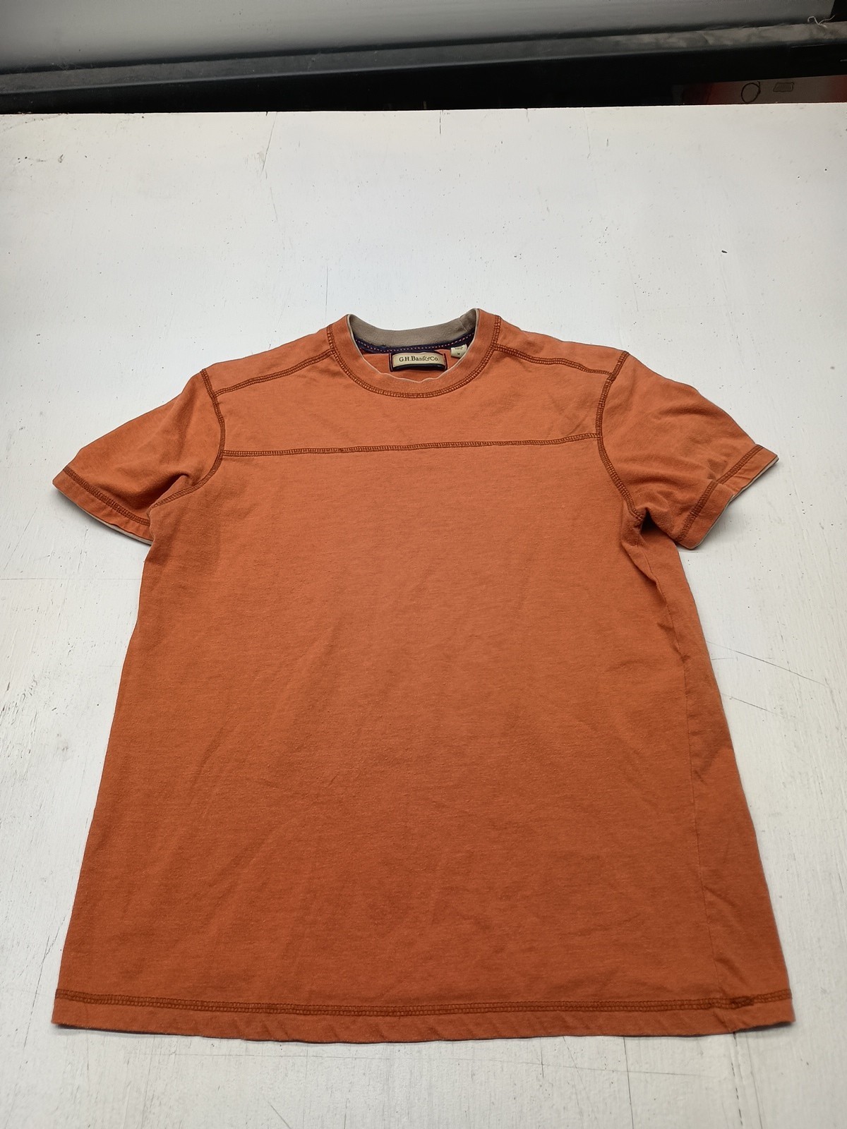 G H Bass & Co Men’s M Orange Grey Mock Double T-Shirt Short Sleeve