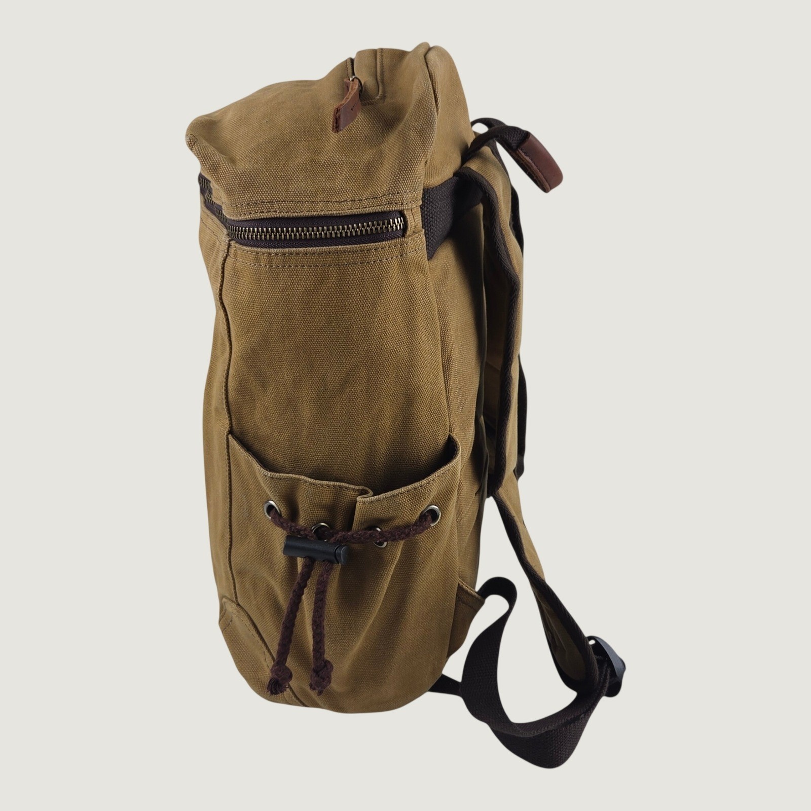 Ducks Unlimited Canvas Backpack Rucksack Field Bag Tan Leather Daypack Rugged