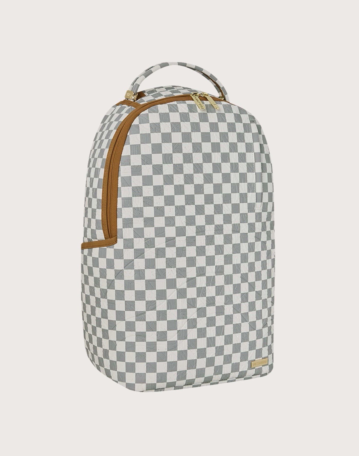 SPRAYGROUND LIMITED EDITION BACKPACK Graffiti Embossed Check Backpack CREAM GREY