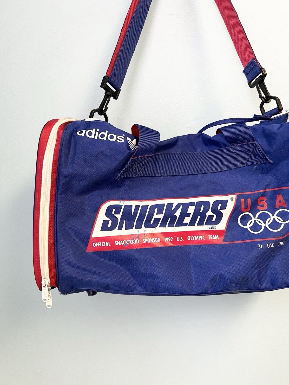 Vintage 1992 Adidas Snickers USA Olympic Team Duffle Bag Barcelona Olympics Gym