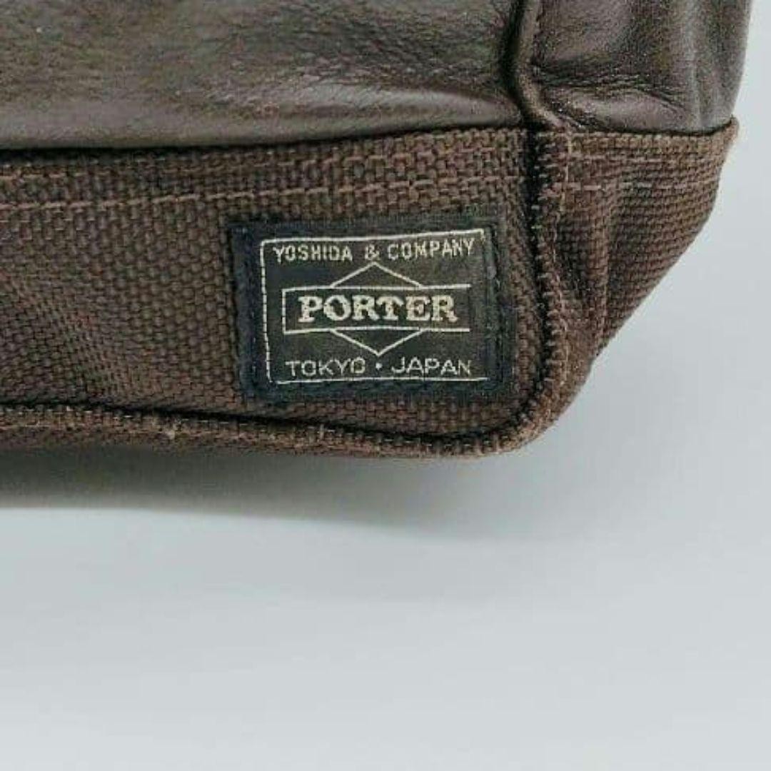Authentic Porter Brown Leather Sling Shoulder Bag 34cm x 19cm x 10cm Excellent C