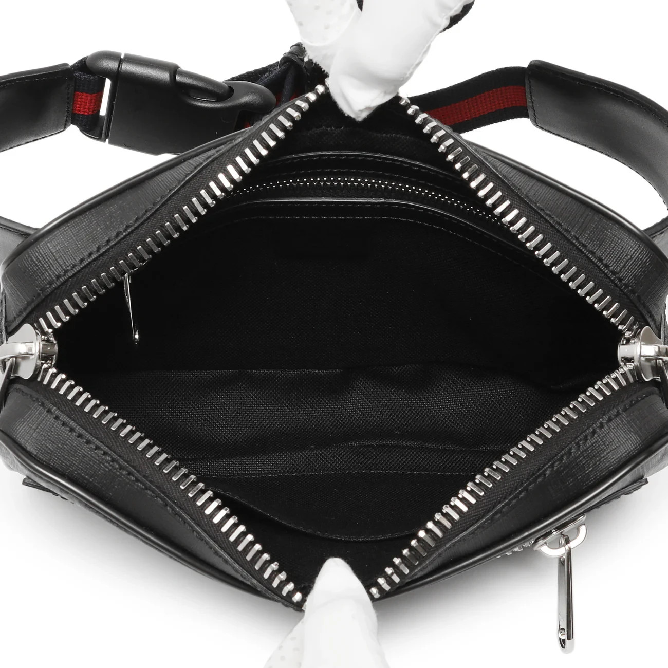 Gucci Soft GG Supreme Monogram Web Belt Bag Black Grey NEW