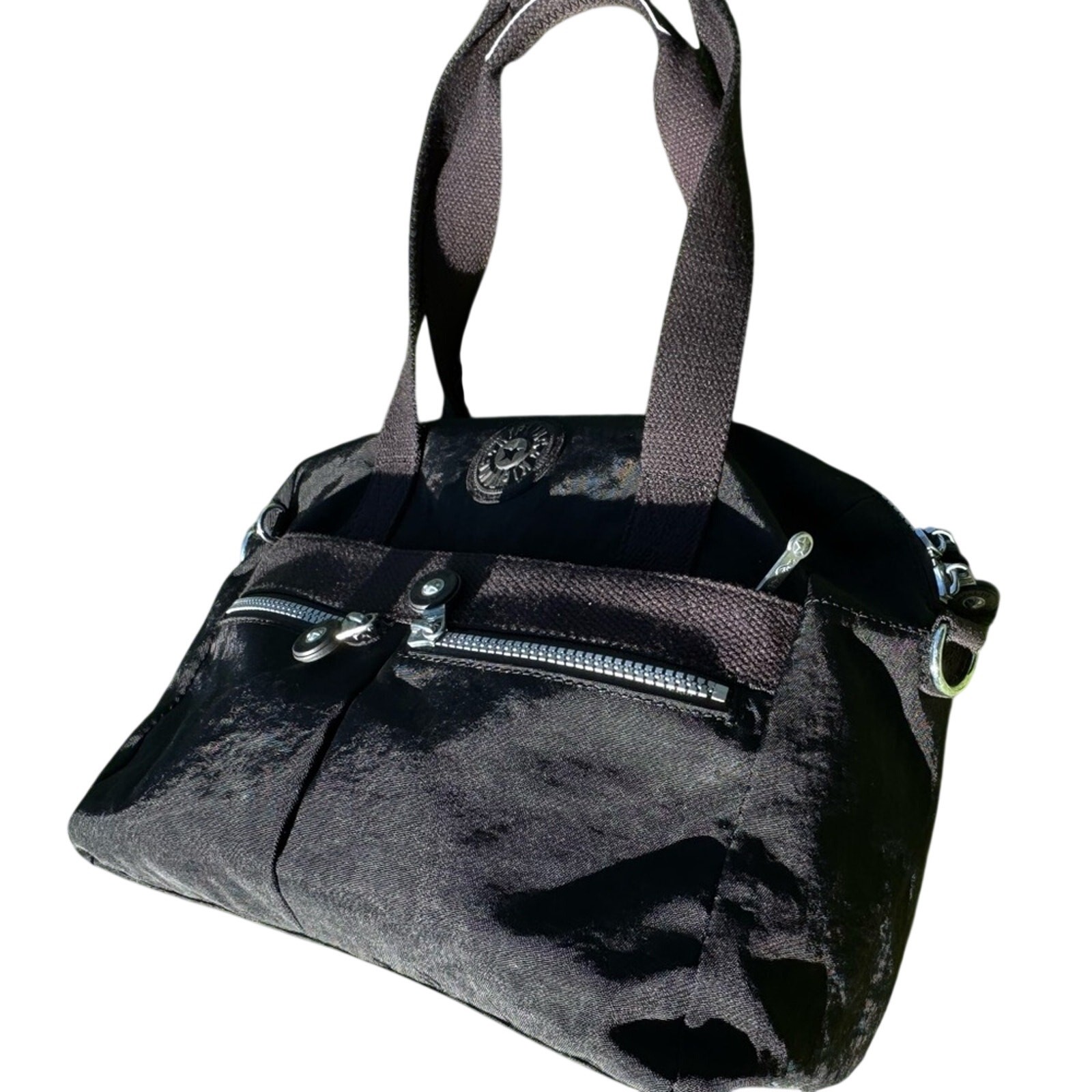Kipling Black Nylon Shoulder Bag – Durable, Lightweight, Iconic Monkey Charm