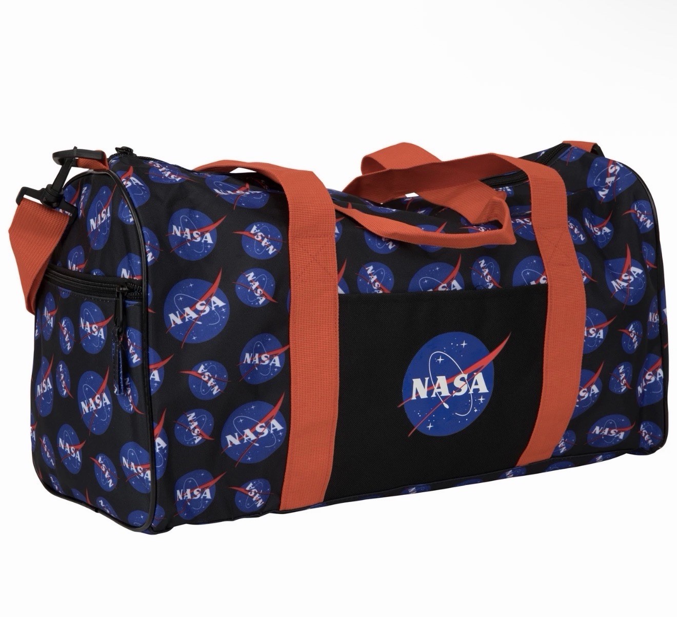 H3 Sportgear Travel Gym Bag All Over NASA Print Duffel Bag Navy Blue /Orange NWT