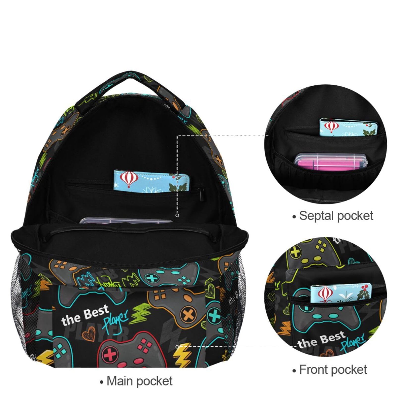 Video Game Backpack Bookbag Gamer Gaming Daypack Travel Hiking Camping School