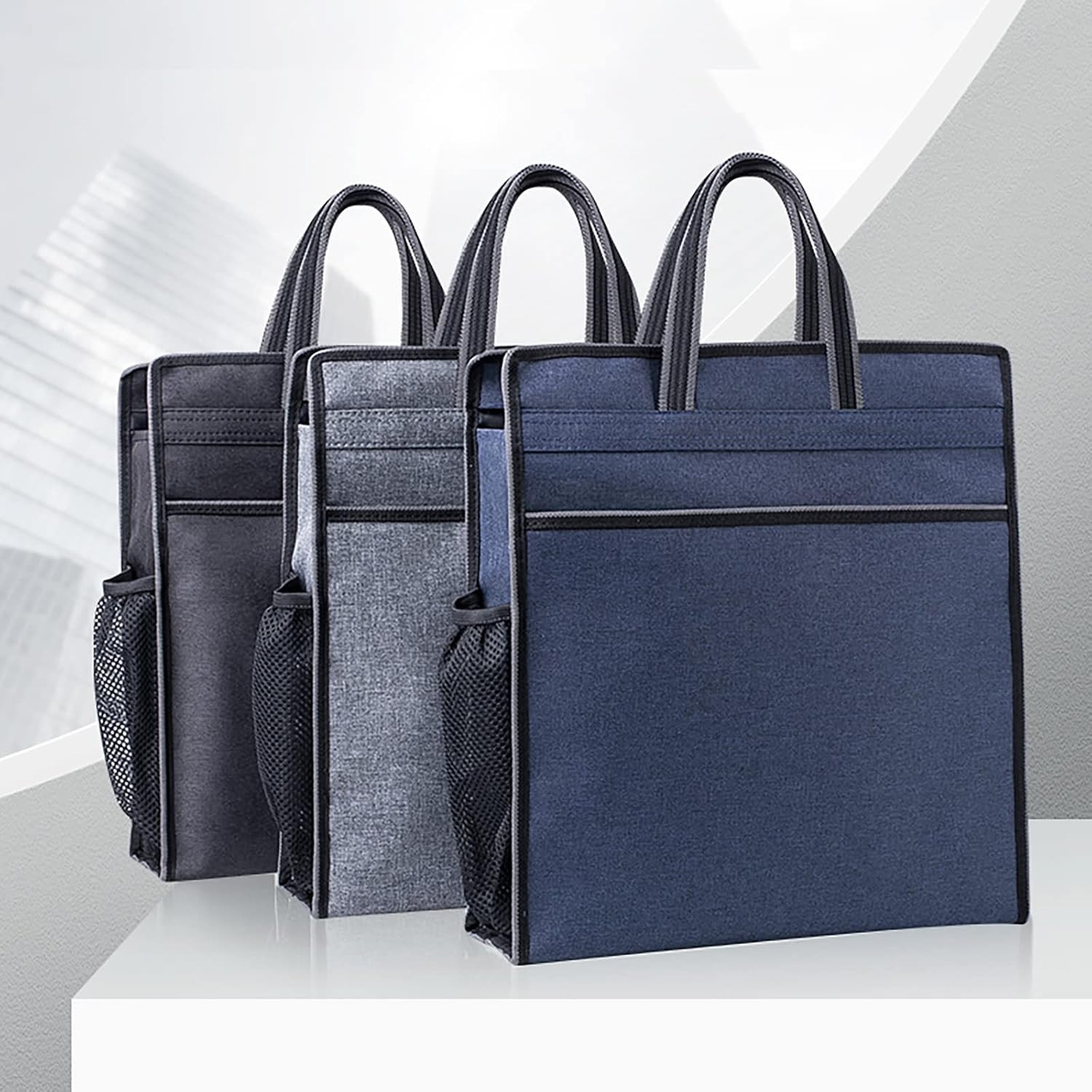 Oxford Zippered Document Bag with Handle File Tote Bag Pouch for Carrying Paper