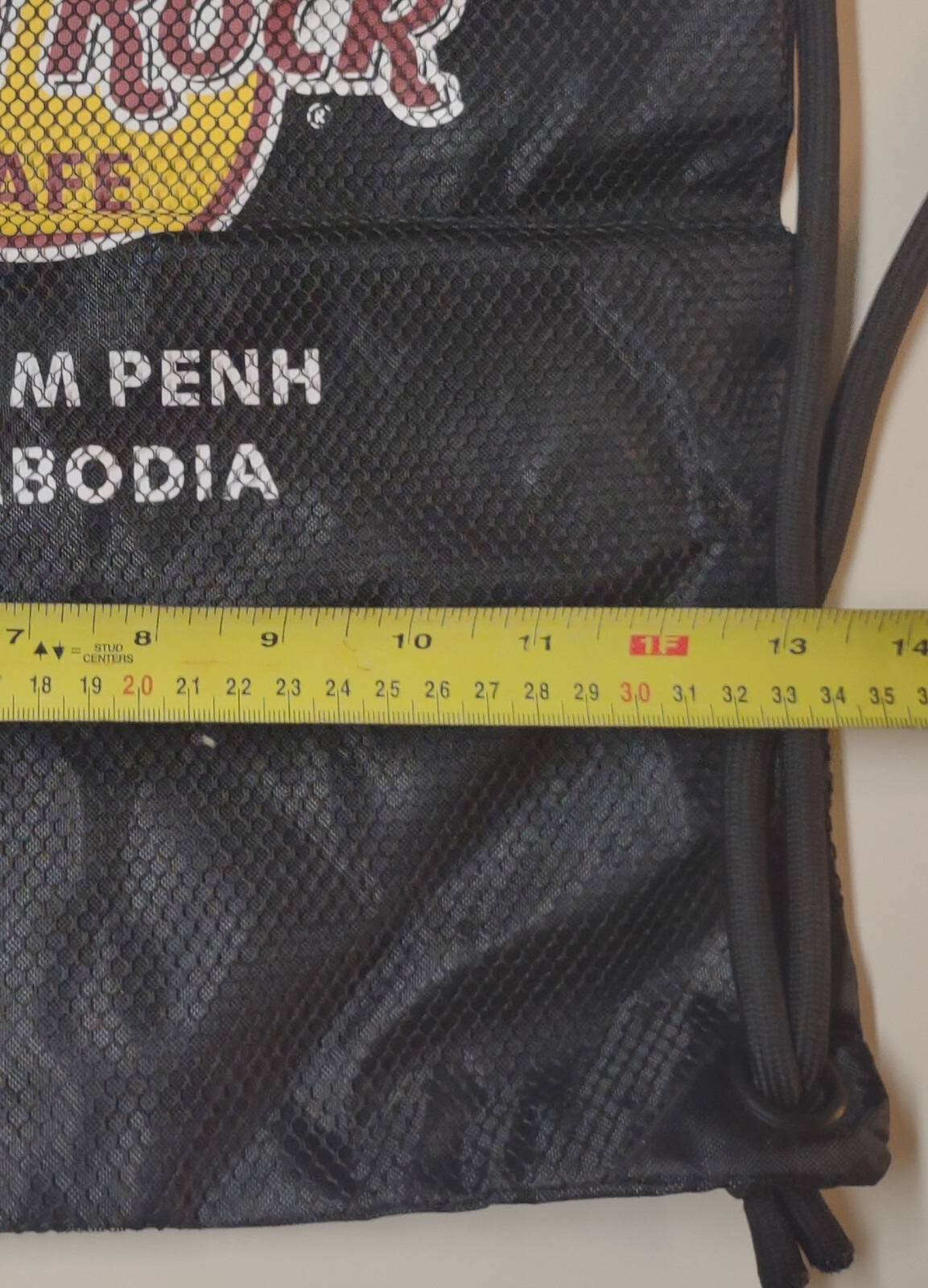 Hard Rock Cafe PHNOM PENH CAMBODIA Cinch Sack HRC Logo Backpack Bag Drawstring