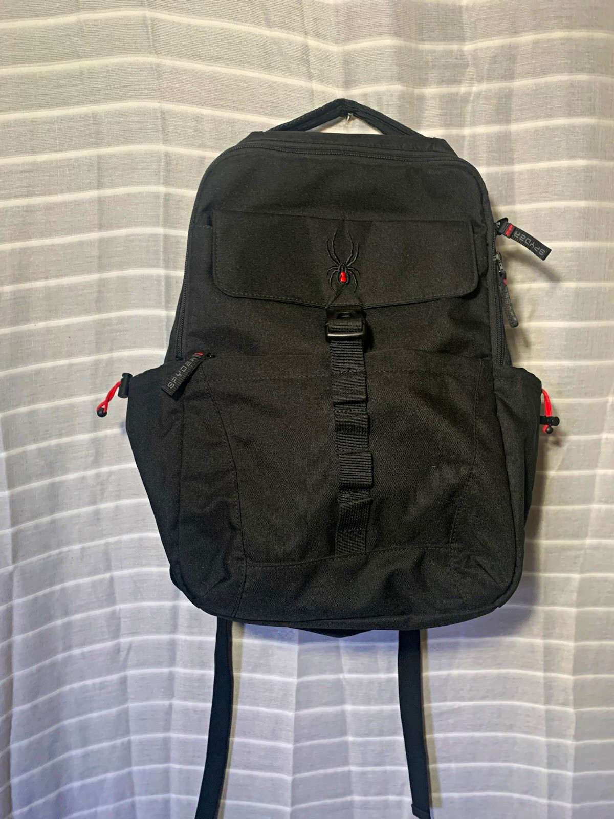 Spyder Black/Red Backpack Spider Logo Zip & Buckle, Pockets