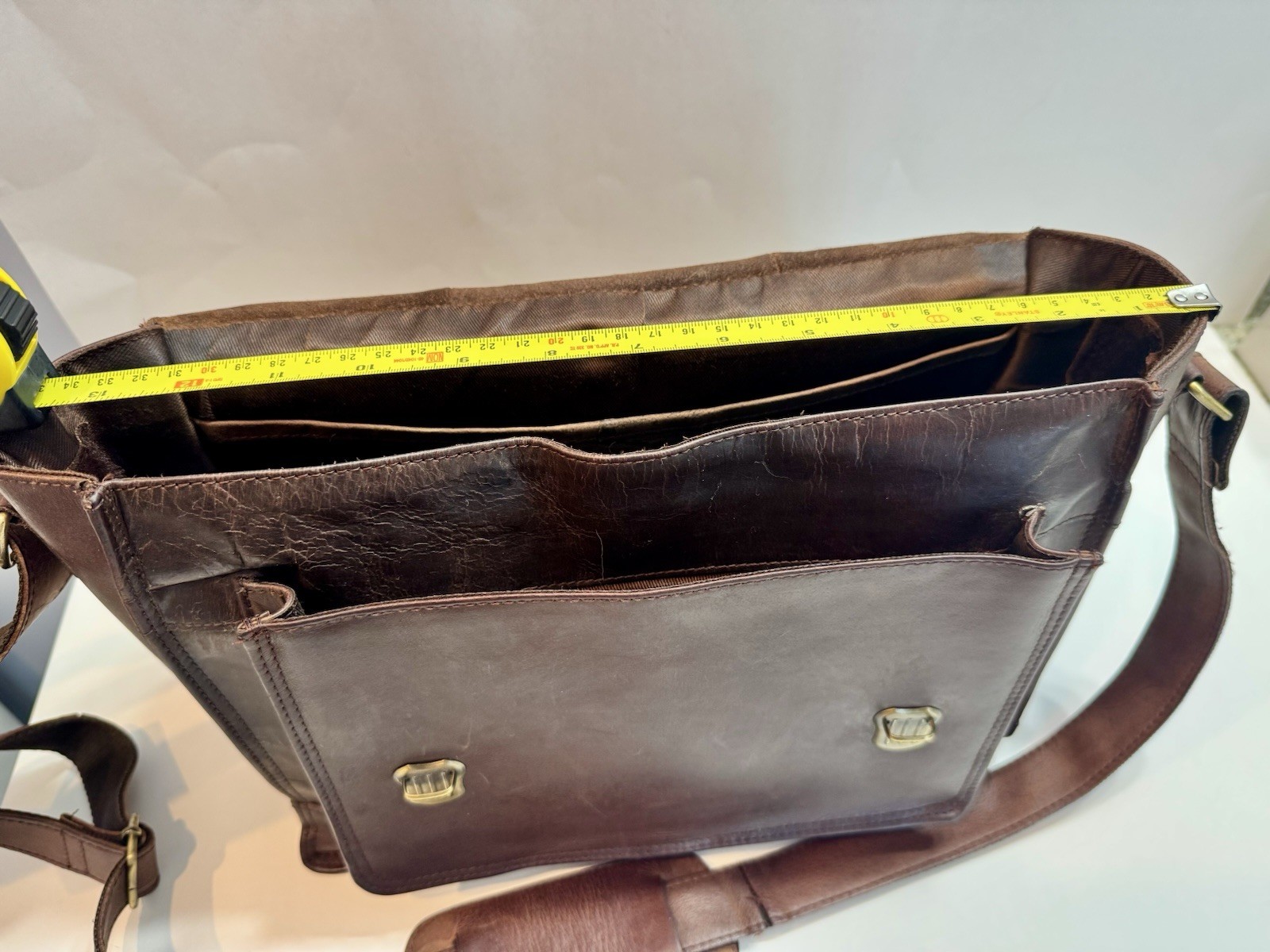 Brown Messenger Bag Buckle Closure Adjustable Shoulder Strap Top Handle Unisex