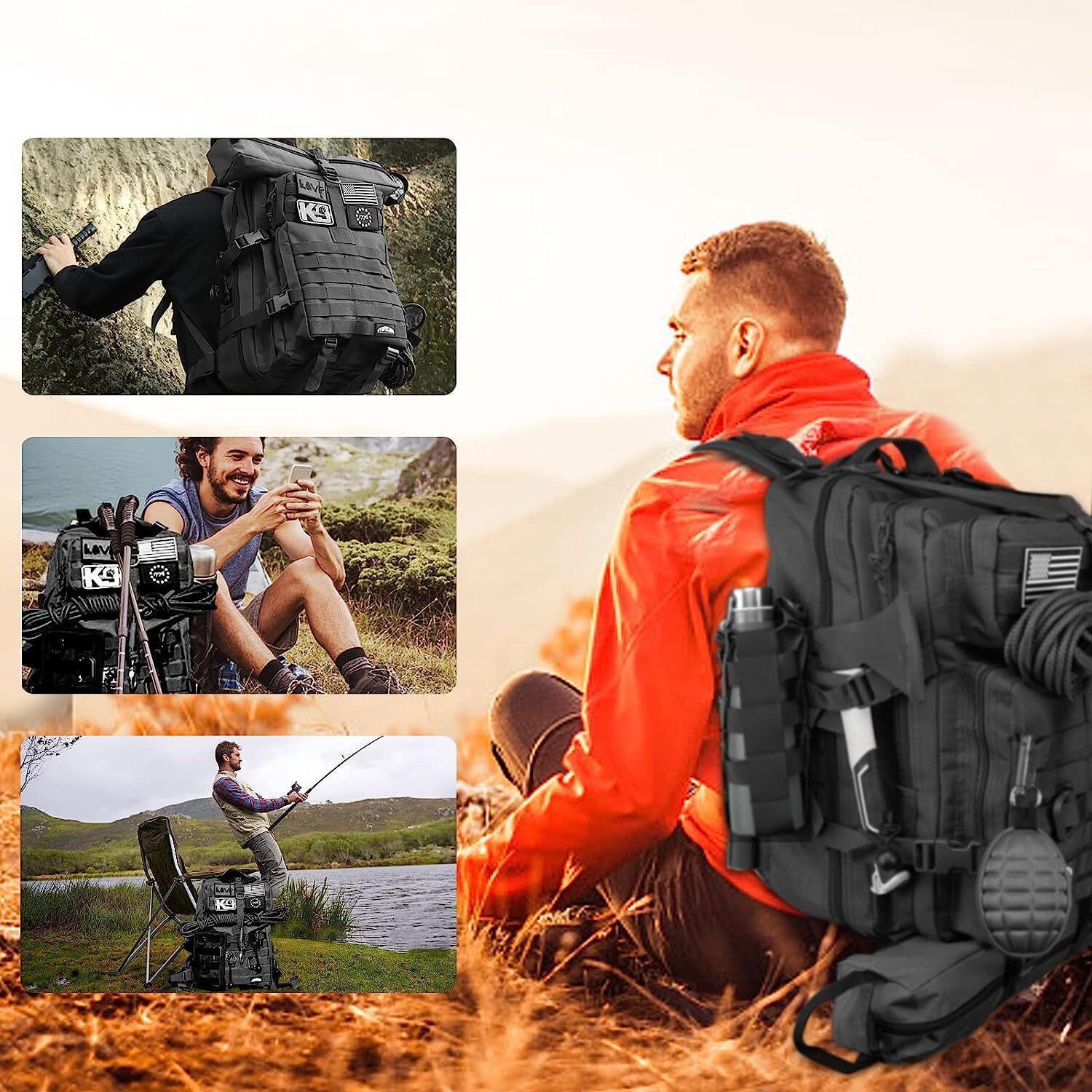 Tactical Military Backpack 50L Waterproof Army Rucksack Hiking Laptop Backpack