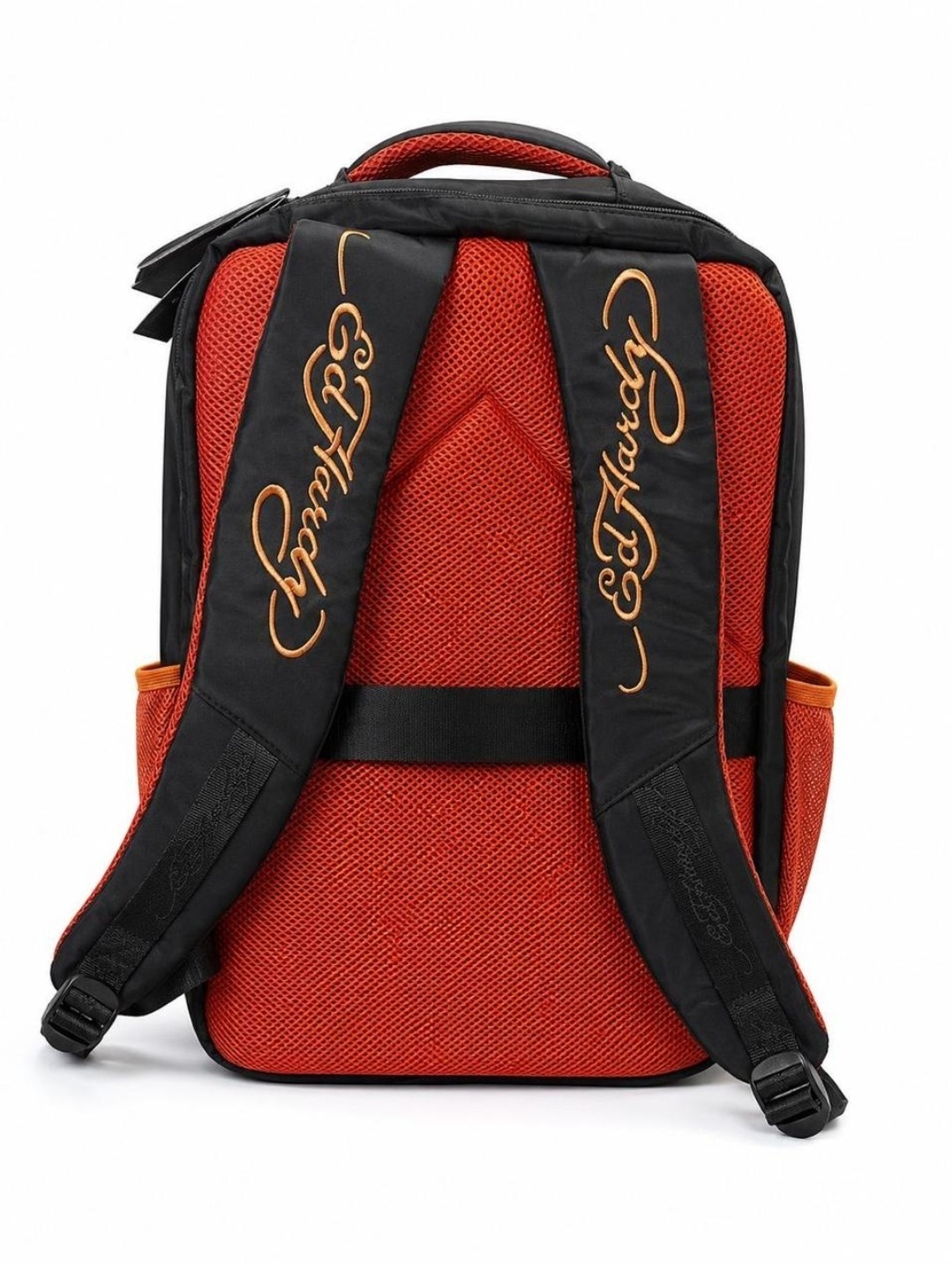 ED HARDY BLACK & ORANGE GRAPHIC ROARING TIGER EMBROIDERED LOGO BACKPACK NWT