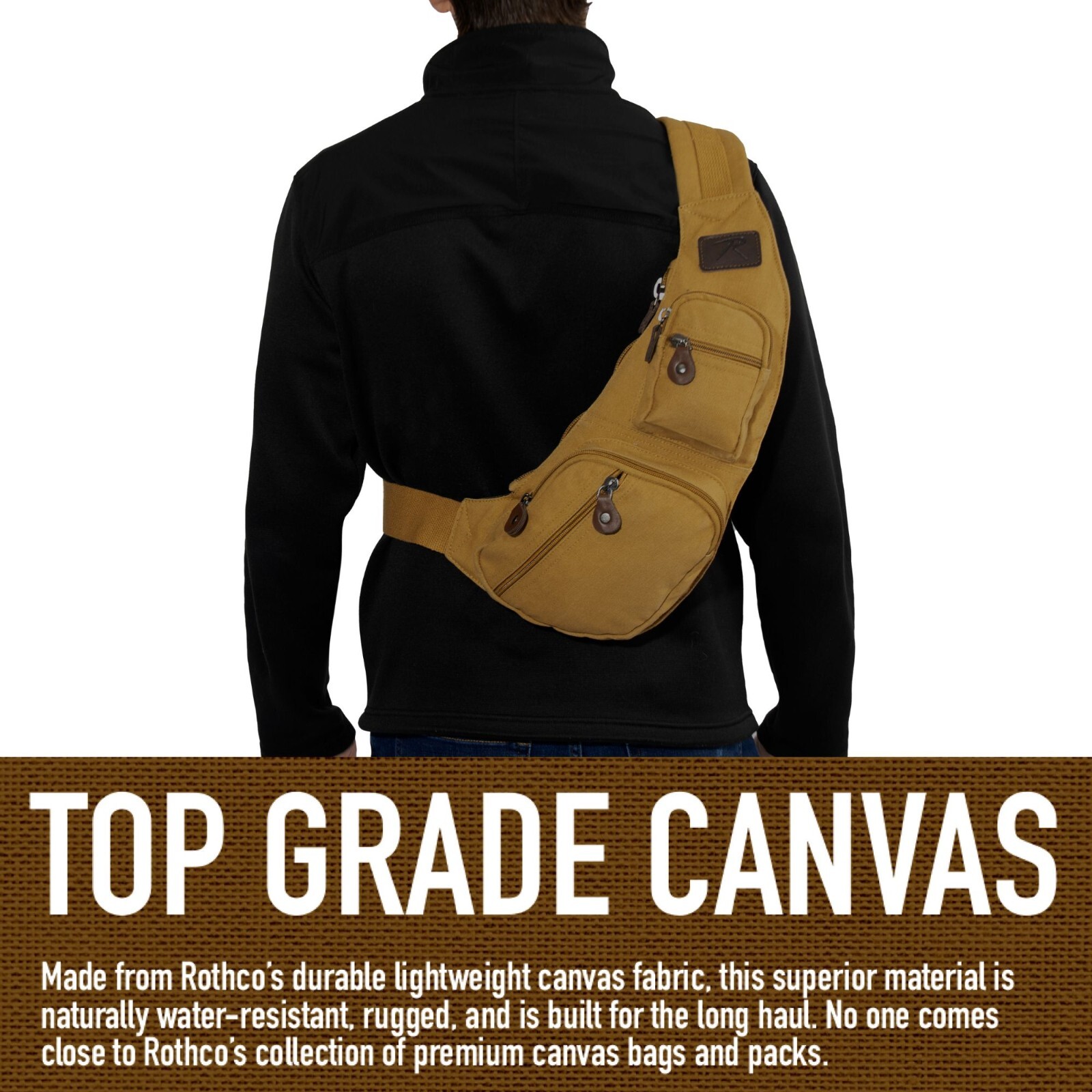 Crossbody Canvas Sling Bag EDC Compact Over Shoulder Chest Front Pack Backpack