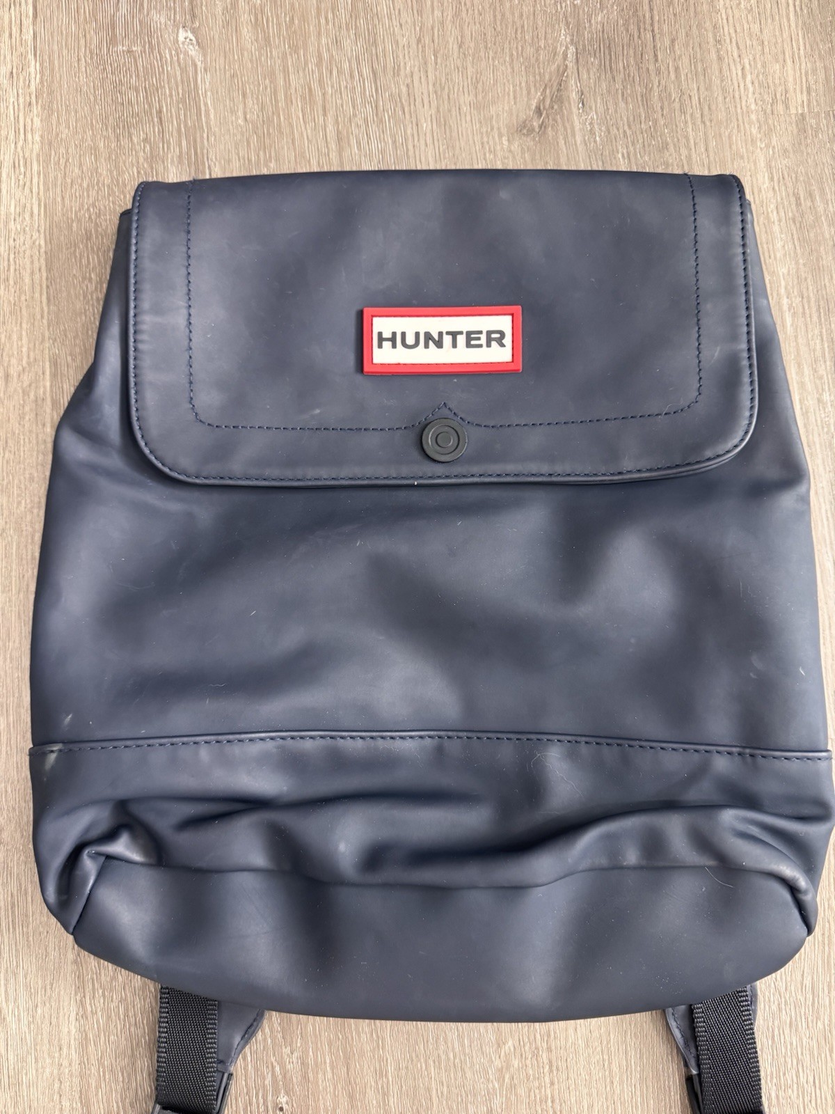 Hunter Original Waterproof Rubberized Backpack Navy Blue Roll Top Laptop Backpac