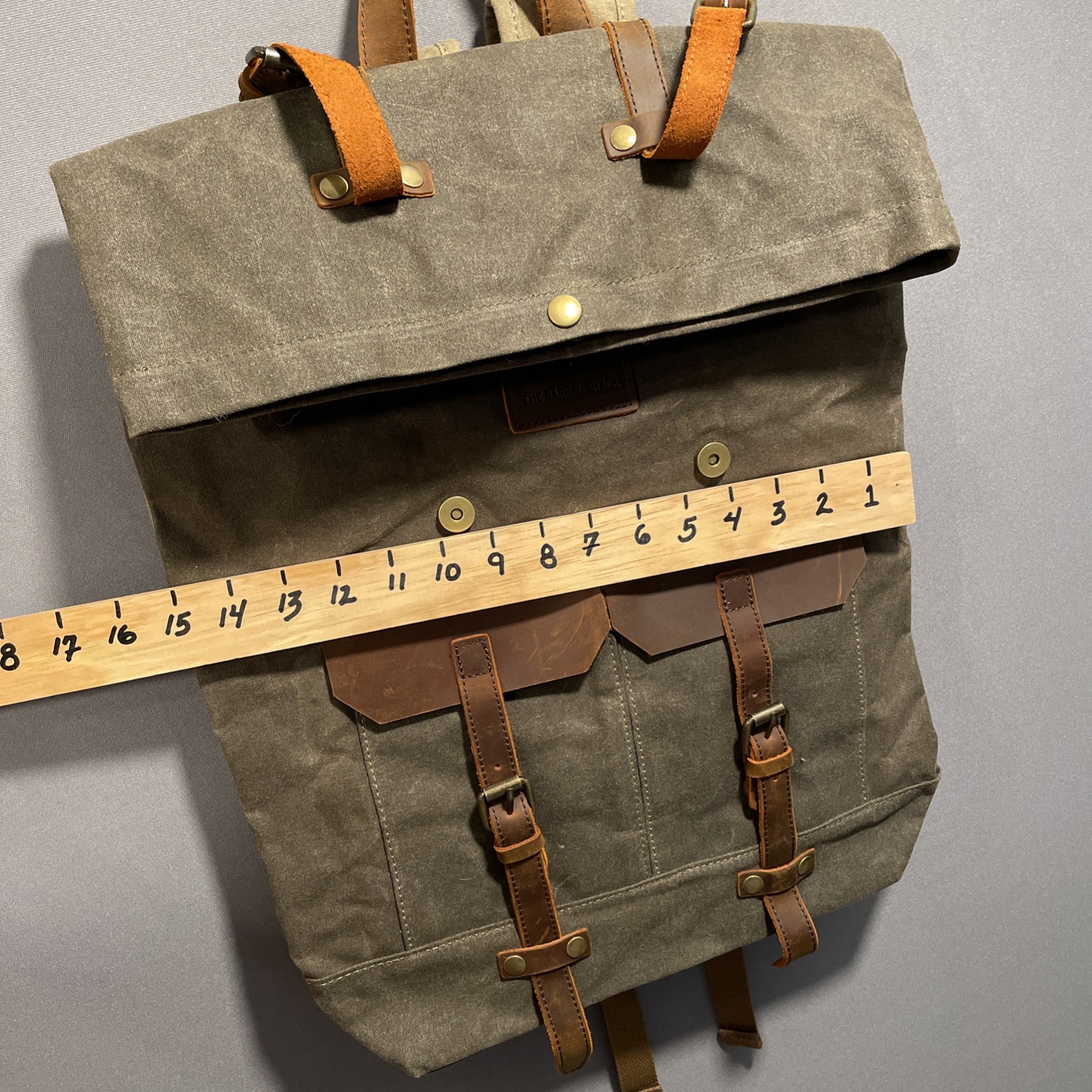 The Barrel Shack Handmade Oiled Canvas & Leather Cotton Backpack Rucksack Bruce