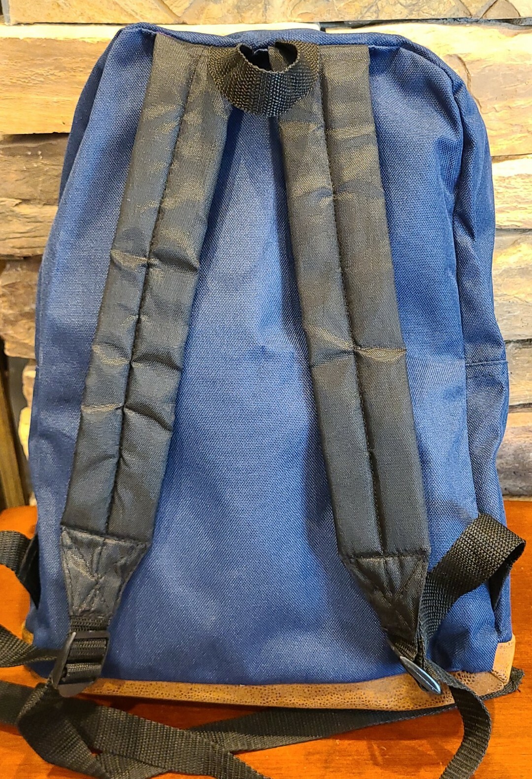 RARE! Vintage EastSport Blue with Leather Bottom Bookbag Backpack NWOT 16x10x5″