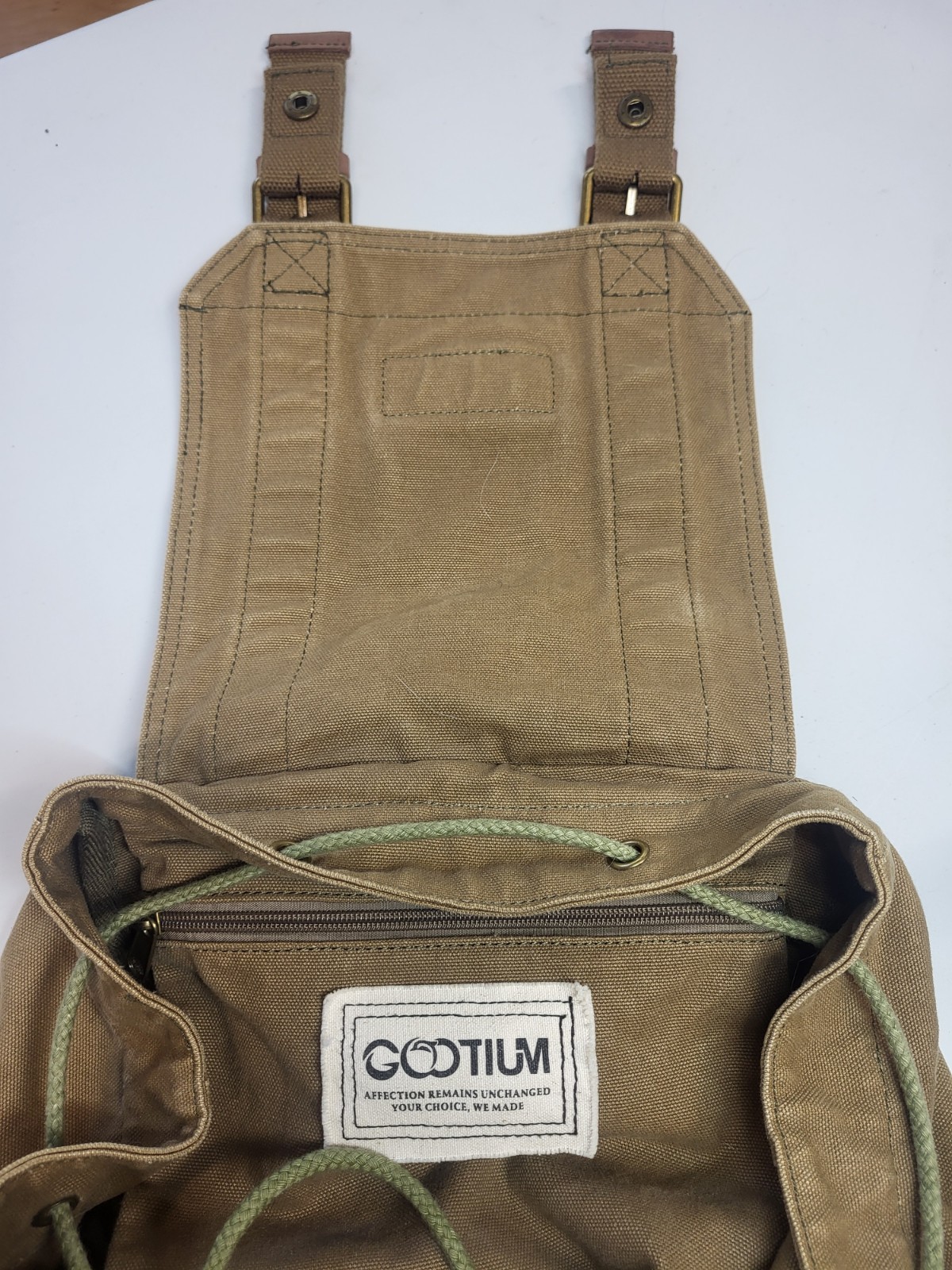 GOOTIUM 21101AMG High-Density Canvas Backpack Rucksack Large Field Tan Preowned