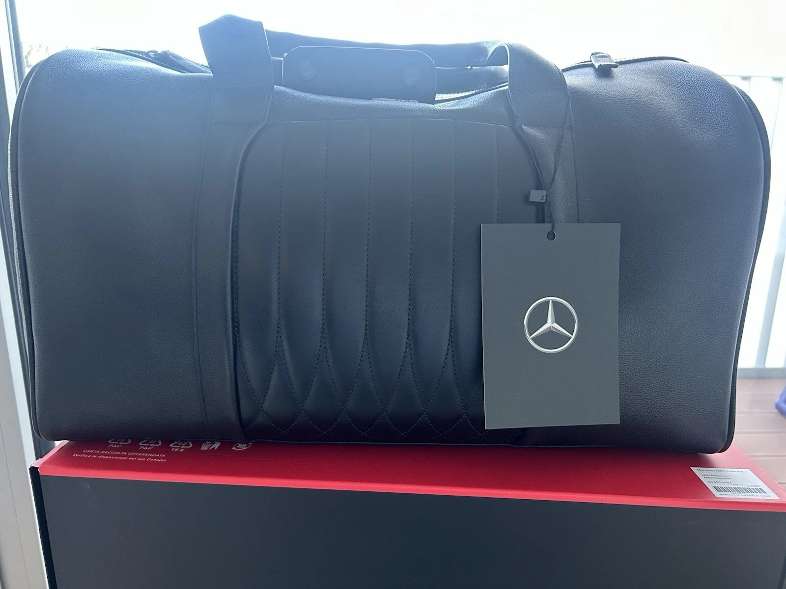Mercedes AMG Original Weekender Genuine Cowhide Leather Black 50x30x28,5cm New