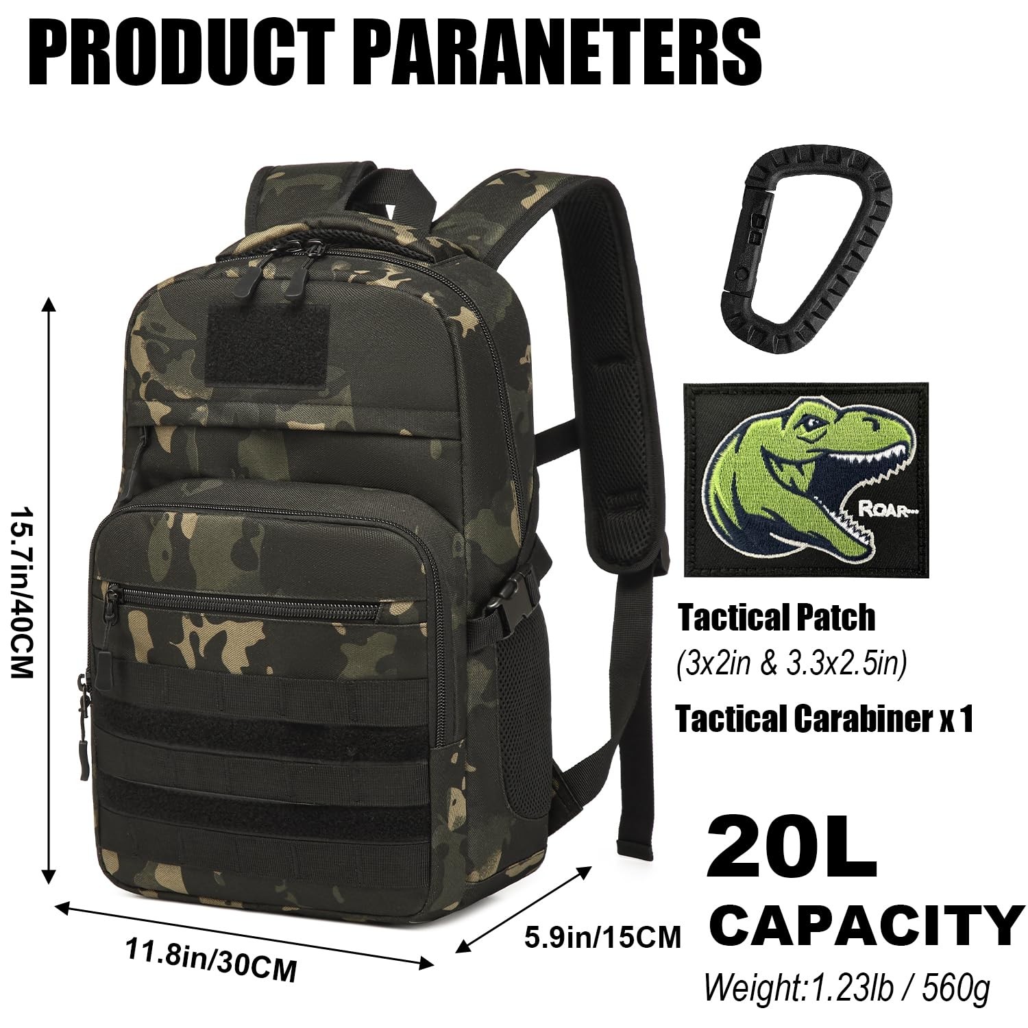 SunForMorning Tactical Backpack Army Molle Bookbag Military Boys Backpack for…