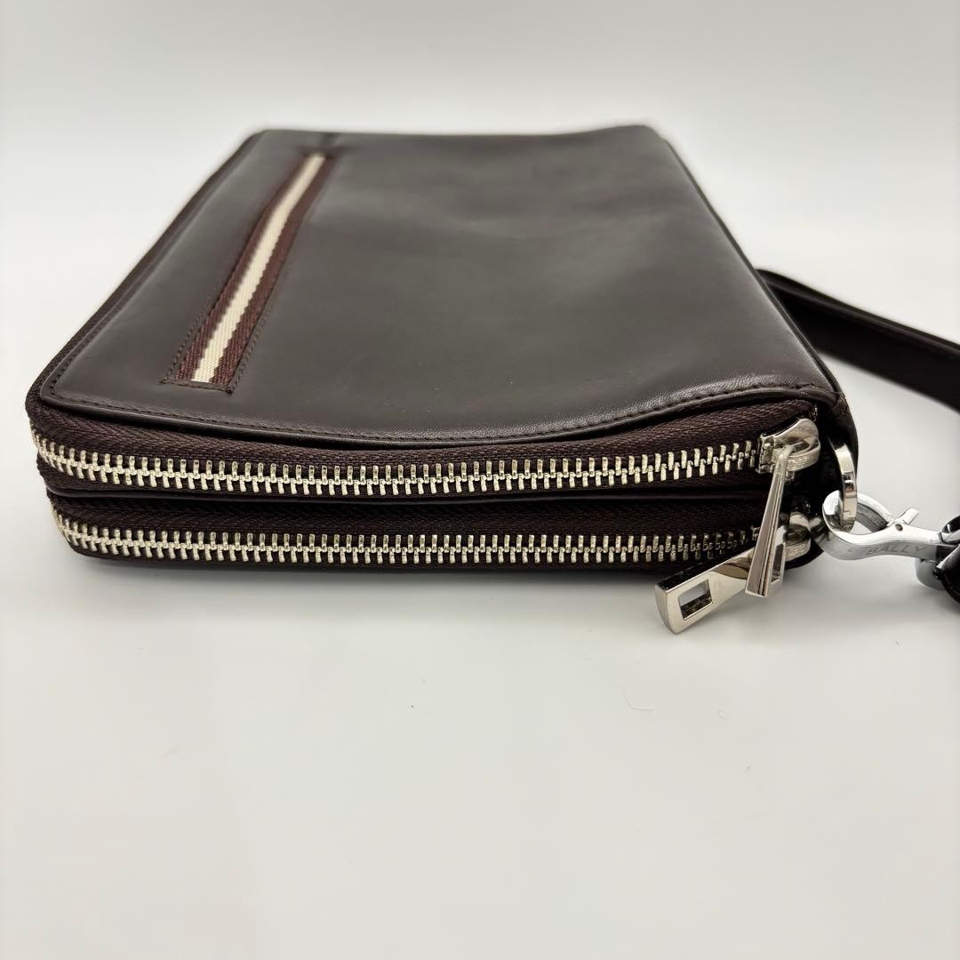 Authentic BALLY Leather Clutch Bag 16cm Brown Men’s Formal Accessory
