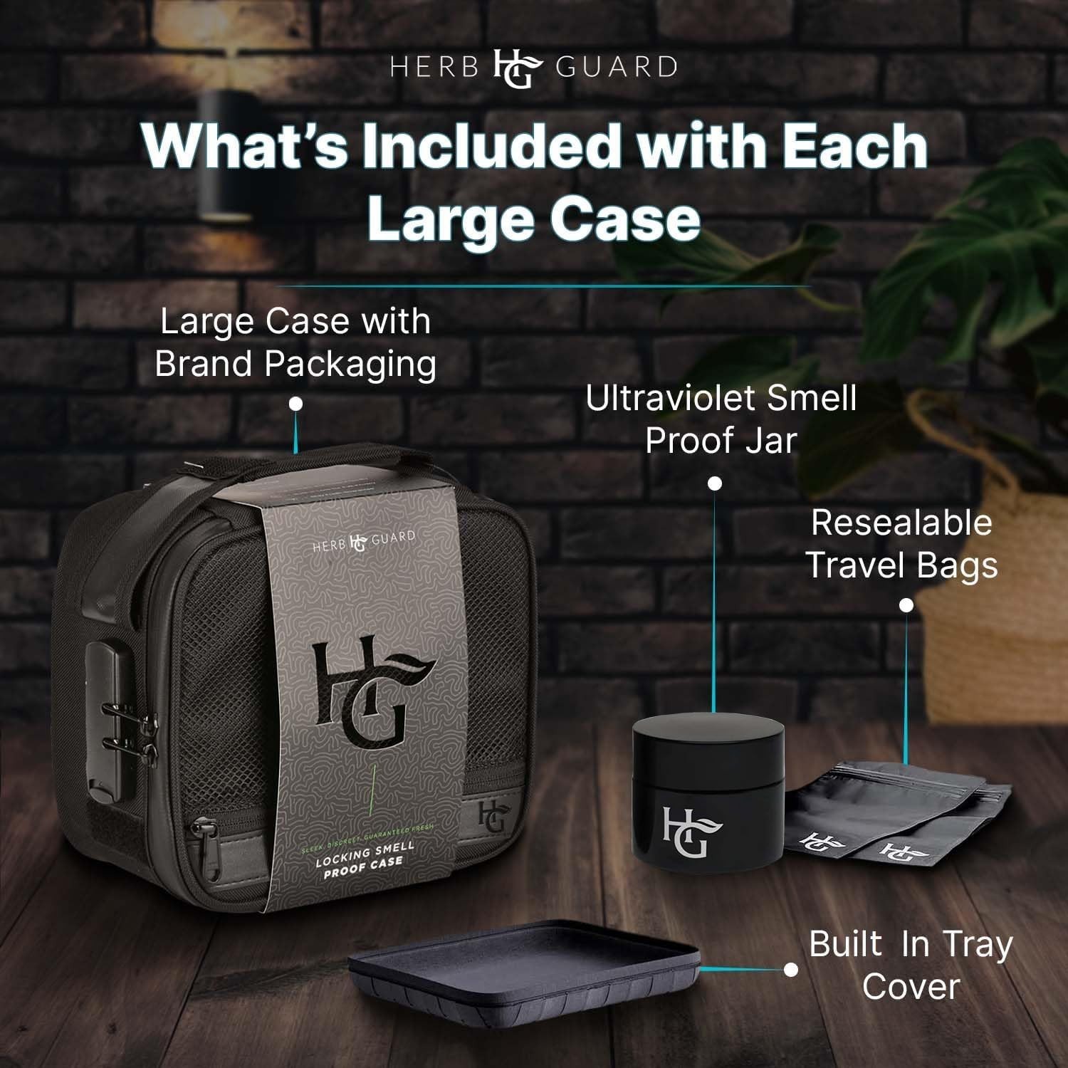 Travel-Ready Smell Proof Case with Lock – Durable Leather & Carbon Fiber Design